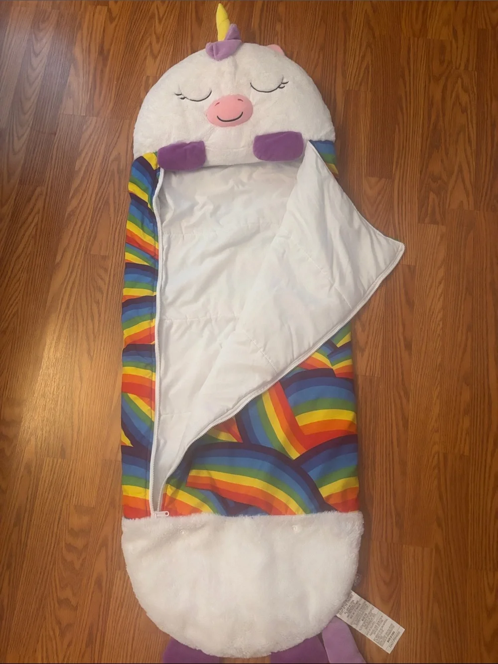 Happy Napper- Kids Rainbow Unicorn Sleeping Bag - White & Multi